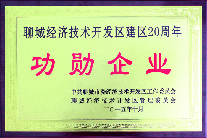 聊城經(jīng)濟(jì)技術(shù)開(kāi)發(fā)區(qū)建區(qū)20周年功勛企業(yè)